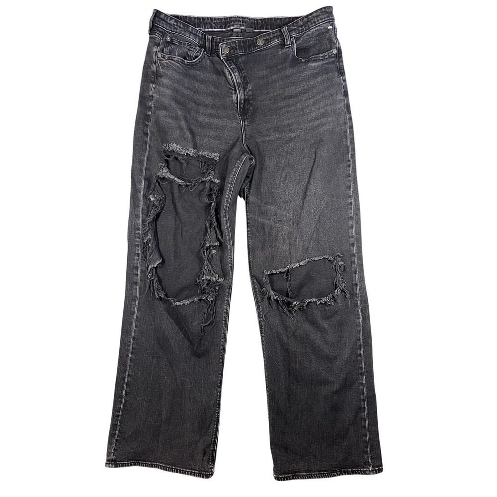 American Eagle Coco Gauff Ripped Wide Leg Jeans Women's Size 16 Long Washed
